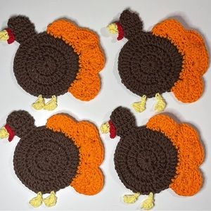 Crochet Turkey Coasters Set of 4